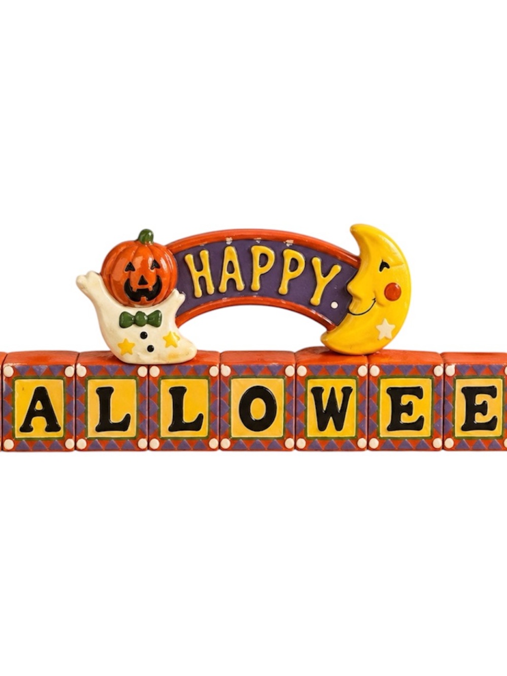 Halloween Blocks Ghost Pumpkin Moon Midwest Importers Cannon Falls Vintage